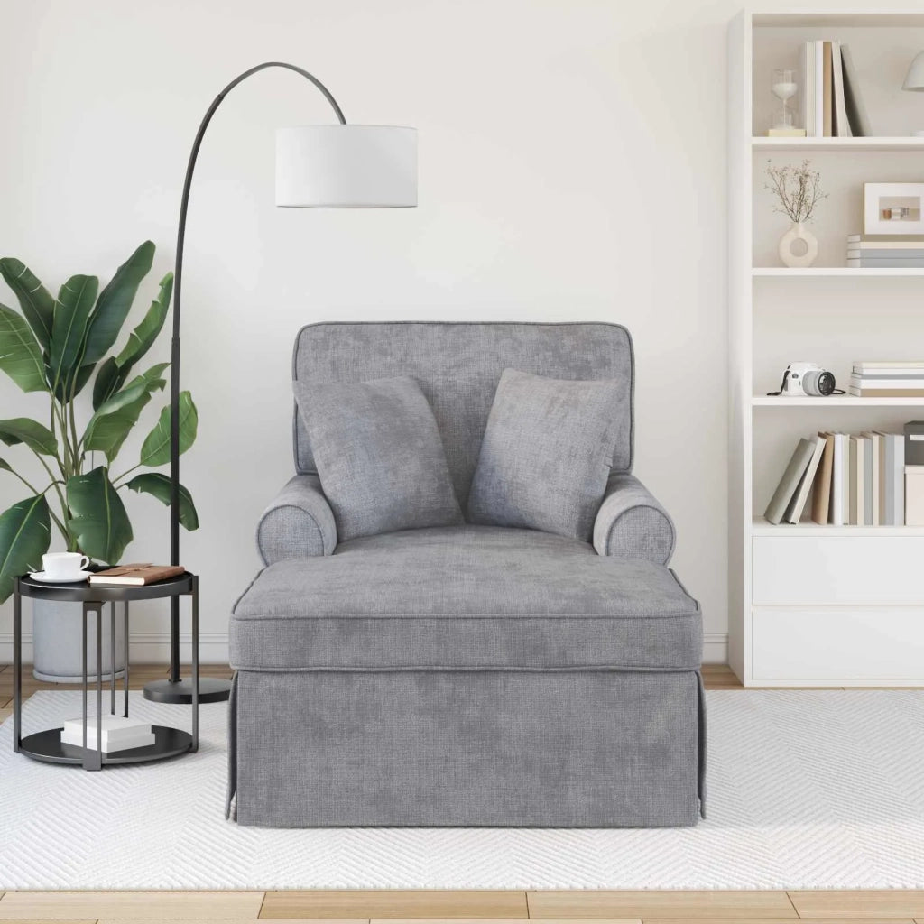Chaise Longe con Gonna Grigio Chiaro 157 x 91 x 91 cm ARES 42022957