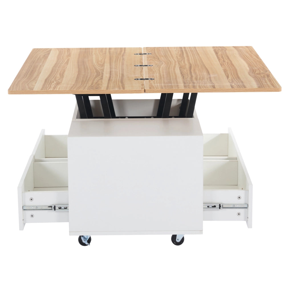 Tavolino da salotto sollevabile e pieghevole 100 x 50 x 47;5 cm in MDF colore legno naturale
