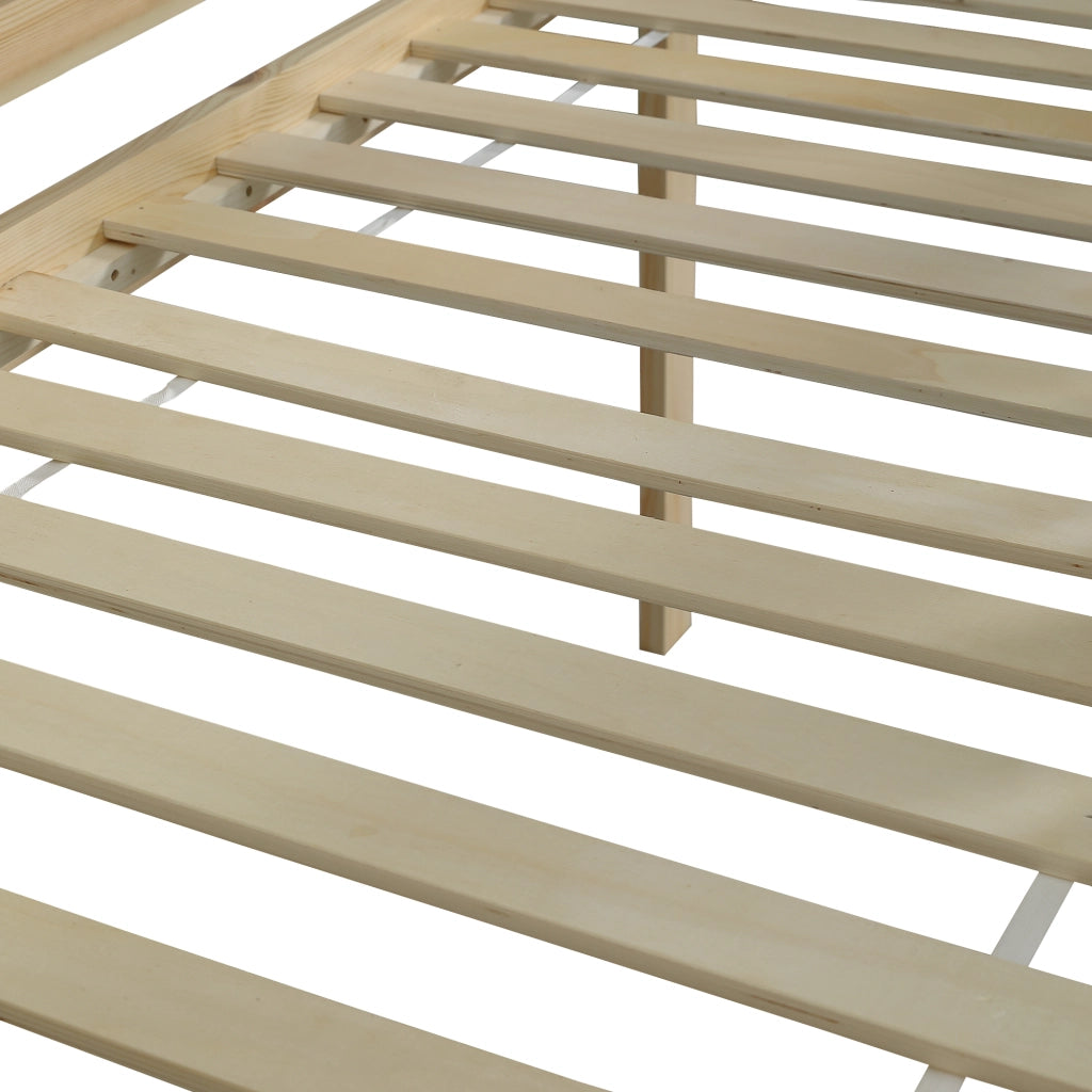DESMIU Letto a soppalco letto per bambini 1 posto con sponde, scala a 3 gradini e tetto 90 × 200 cm, senza materasso