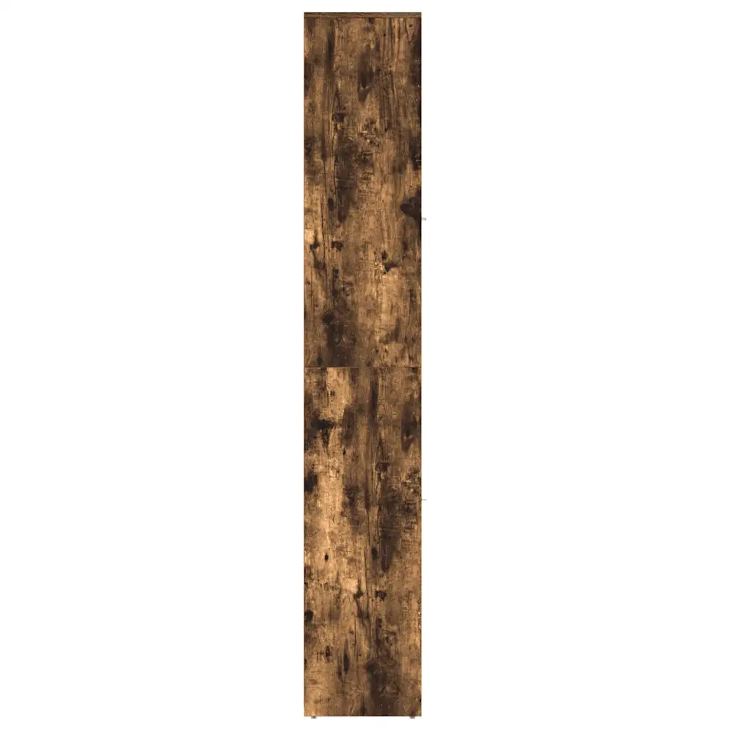 Elegante mobiletto da bagno in legno composito con ampio spazio contenitivo 30 x 30 x 183 cm finitura rovere affumicato 02_0048175
