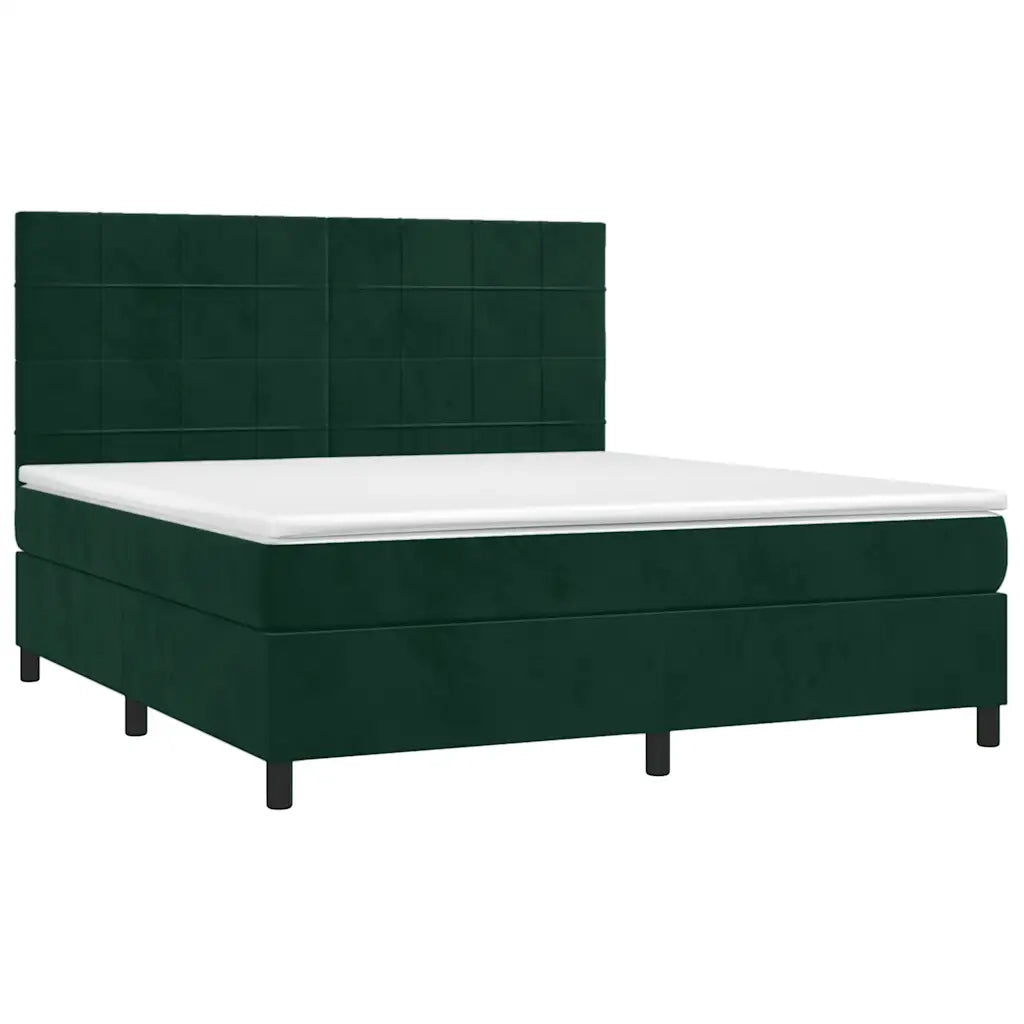 Giroletto a Molle con Materasso Verde Scuro 180x200 cm Velluto 3143040
