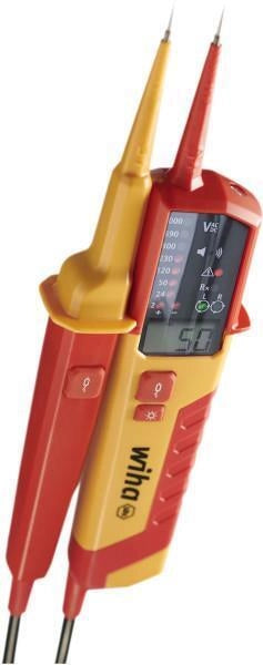 Wiha 45217 Tester di Tensione e Continuita' 0,5 - 1000 V AC CAT IV IP64 con Display LCD e Torcia Integrata colore Rosso Giallo