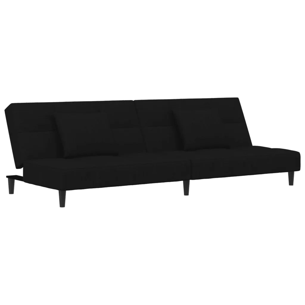 Divano Letto a 2 Posti con 2 Cuscini Nero in Velluto 375812