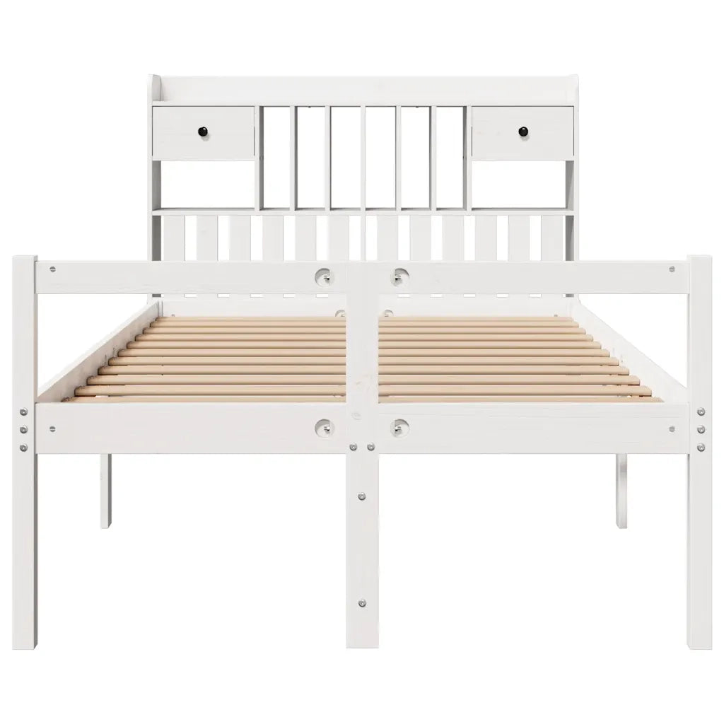 Letto Libreria senza Materasso Bianco 135x190 cm Legno di Pino 3322046