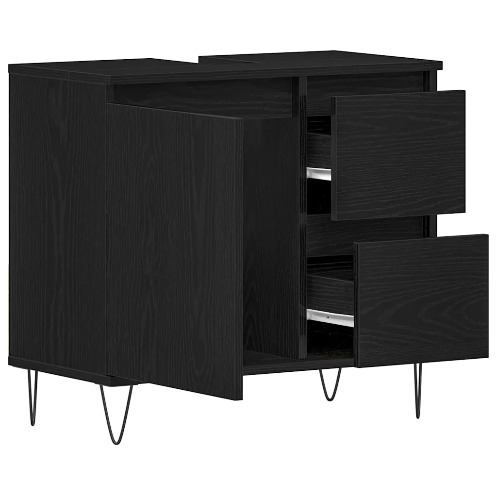 Armadio per Lavabo da Bagno Rovere Nero 65 x 33 x 60 cm 862891