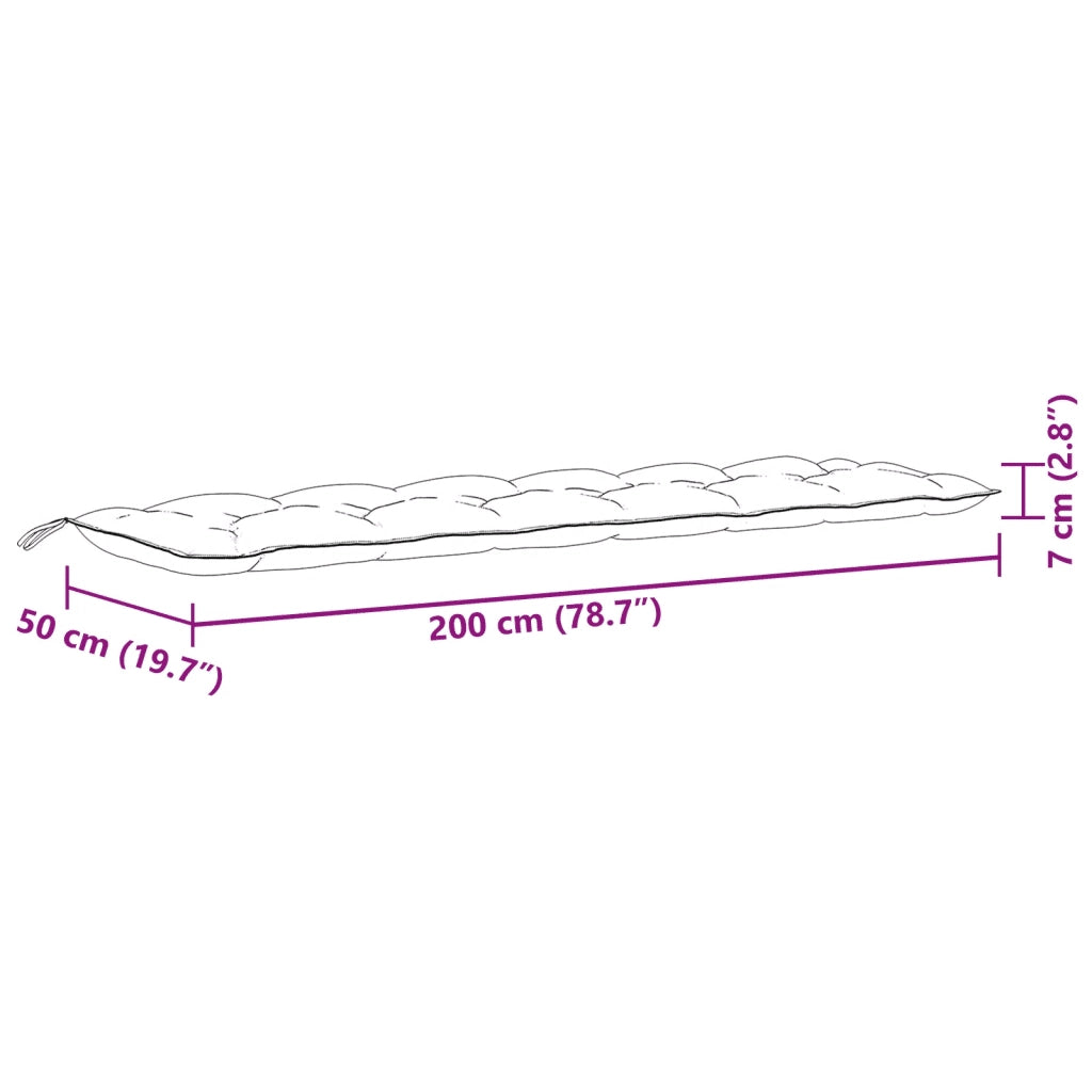 Cuscini Panca Giardino 2 pz-Set di 2 Cuscini per panchina da esterno Grigio Scuro M¨¦lange 200x50x7 cm