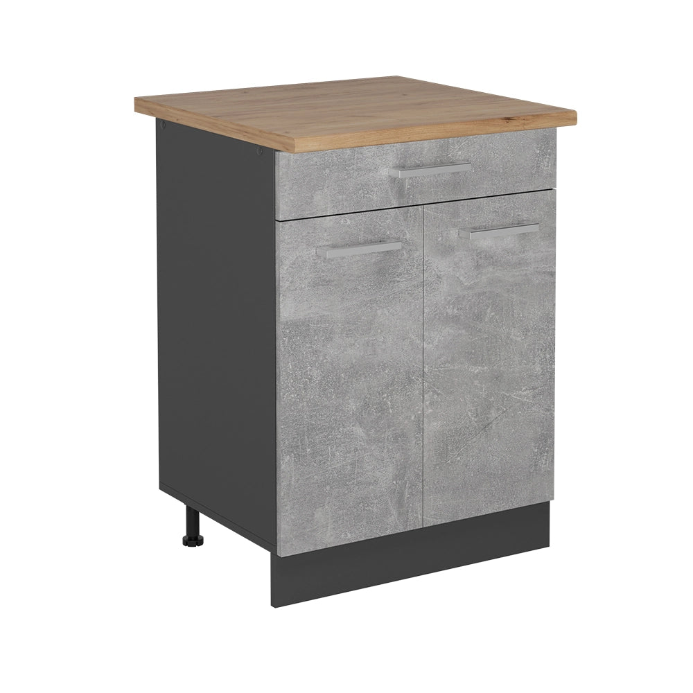Vicco Mobiletto base per cucina Calcestruzzo 60 cm , PL Rovere