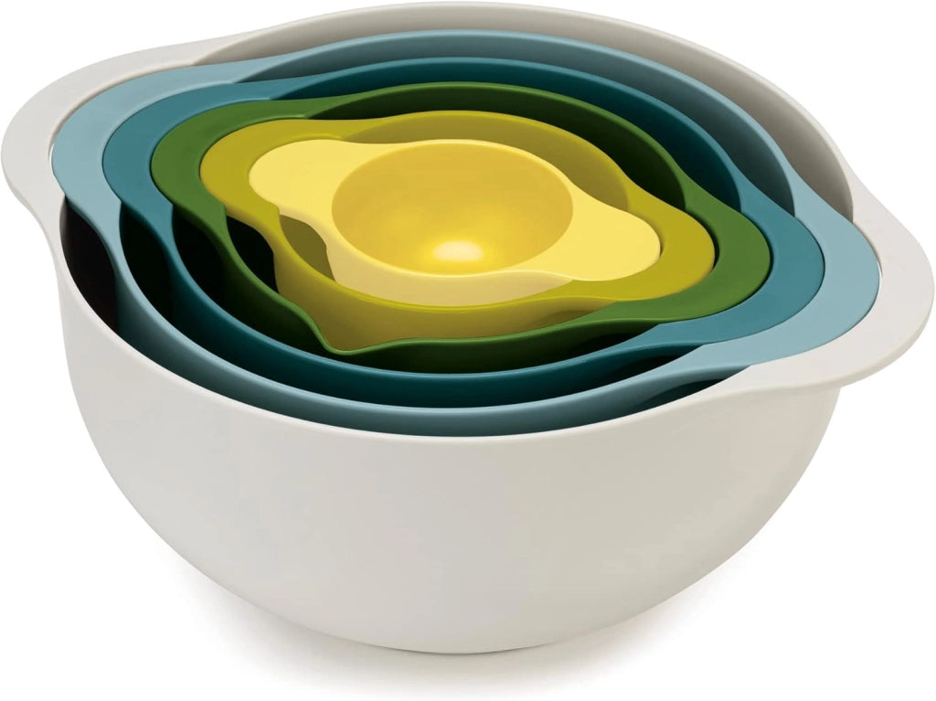 Joseph Joseph Duo Ciotole di Miscelazione per Cucina, Set di 6 pezzi impilabile, Insalatiera, Preparazione Dolci, Multicolore