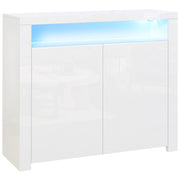 Easycomfort Mobiletto Salvaspazio Multiuso per Ingresso, Salotto o Bagno in Legno Bianco, con Luci LED Colorate, 107x35x97cm