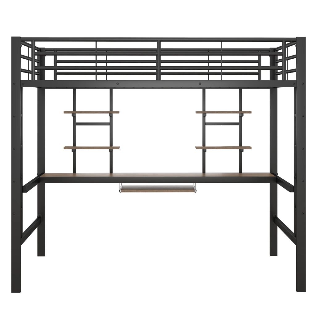Letto a castello con scrivania - Zephmum - 140x200 cm - Nero - Con due librerie