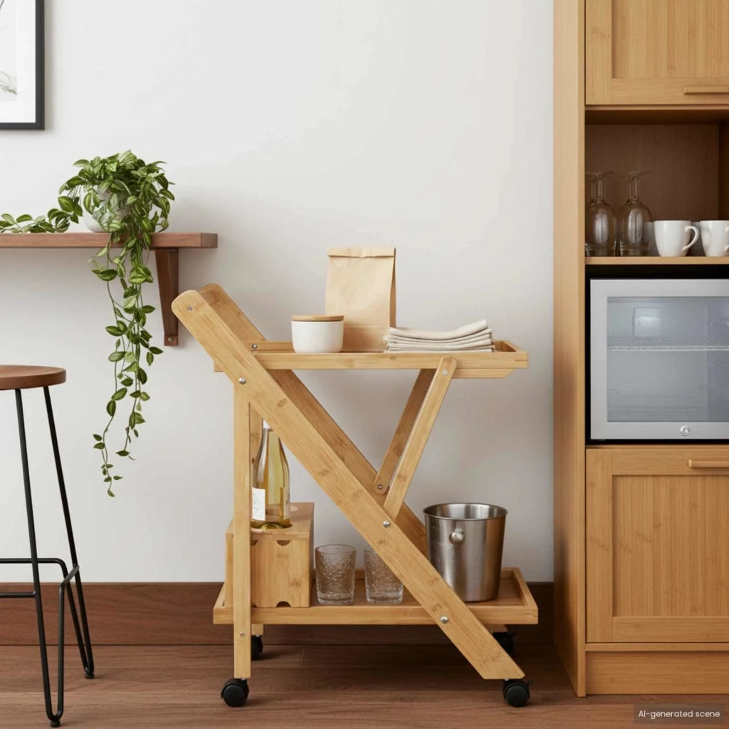 Carrello da Cucina con Ruote Marrone Chiaro 65 x 40,5 x 76,5 cm