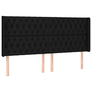 Testiera | Testata ad Orecchio Nera 183x16x118/128 cm in Tessuto