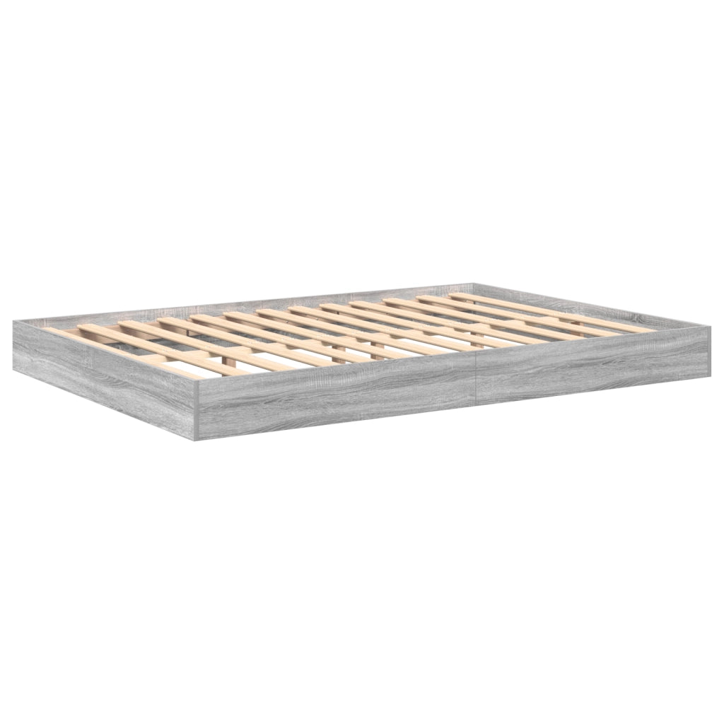 Letto con Libreria Grigio Sonoma 160x200 cm Legno Ingengnerizzato