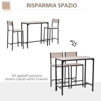 Tavolo da Bar con 2 Sedie, Set da 3 Pezzi in MDF naturale, 89x45x87 cm, Nero