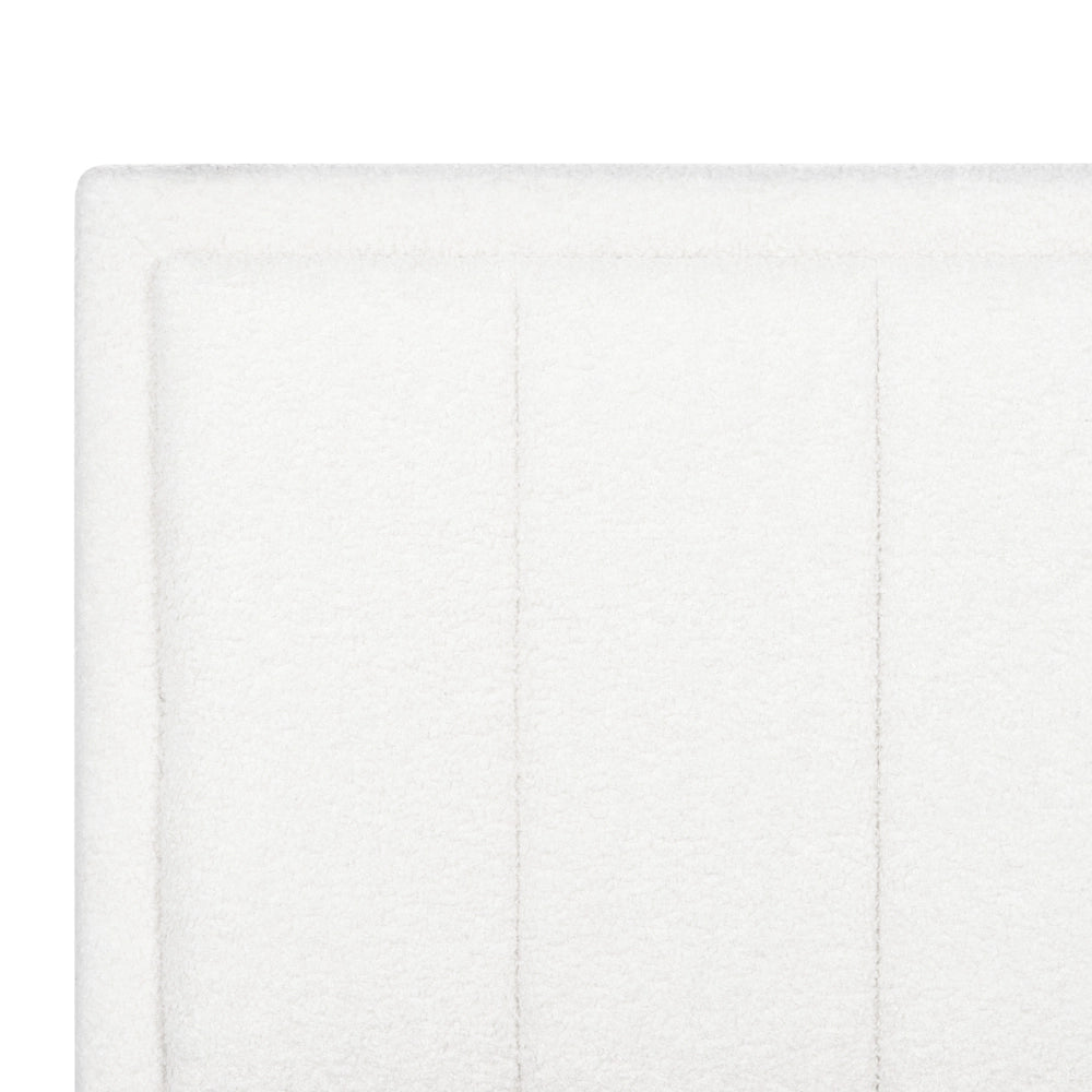 Letto Ottomano Bianco Boucle 160x200 cm Struttura imbottita con Testiera