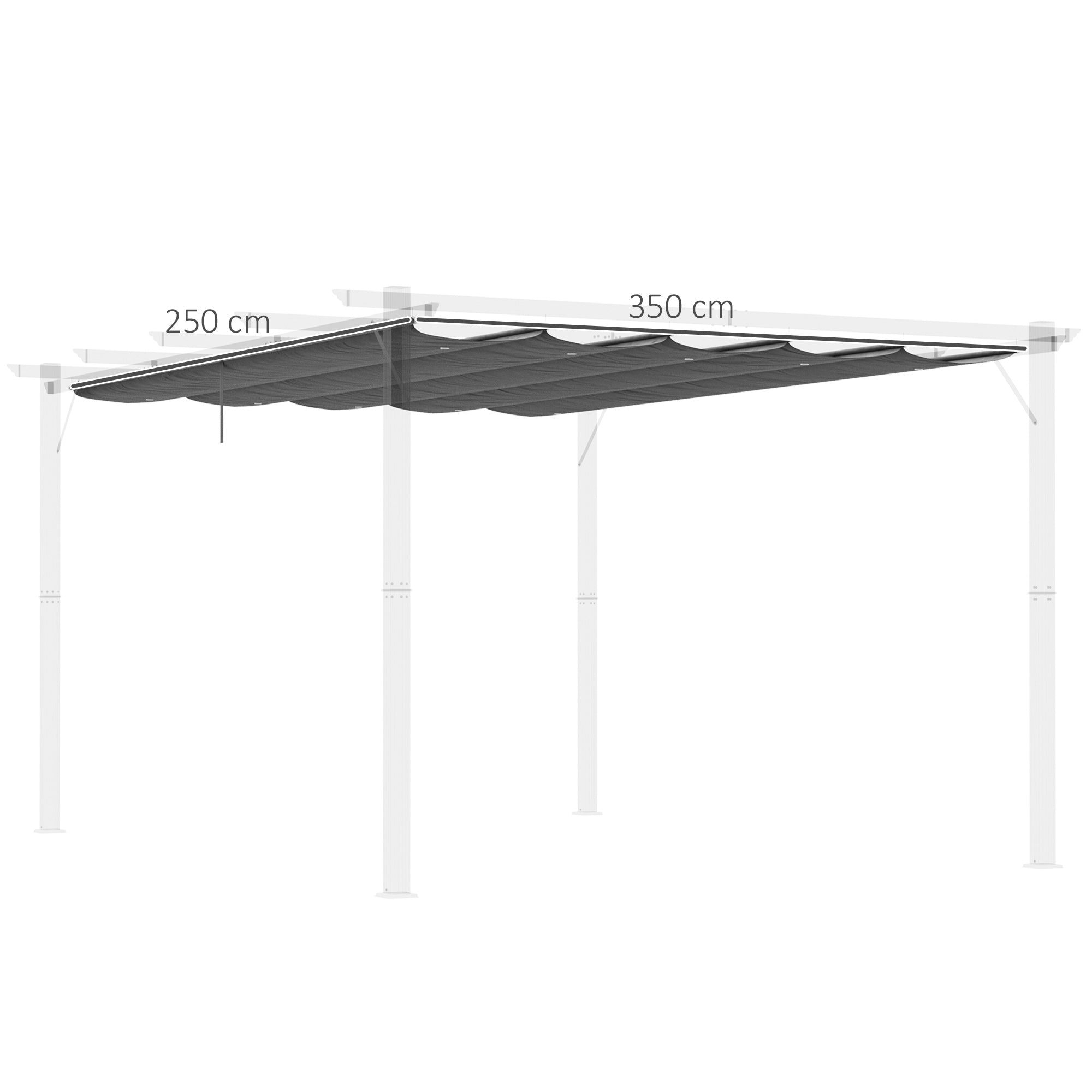 Telo di Ricambio per Pergola da Giardino 350x260 cm in Poliestere Grigio Scuro