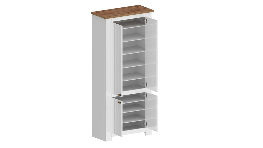 Scarpiera 4 Ante 84x42x200 cm Figo 4A Bianco Opaco/Rovere Wotan