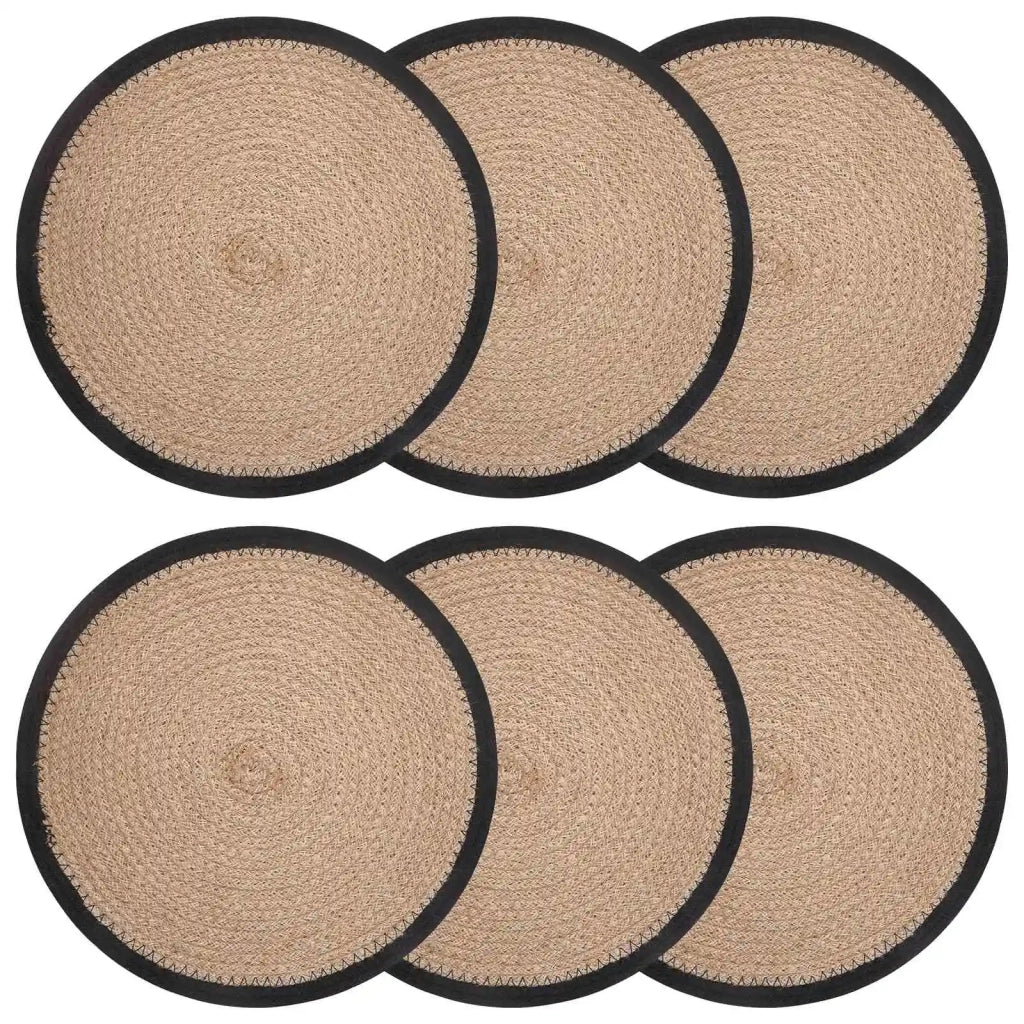 Sottobicchieri in juta 6 pcs Naturale e Nero Ø 30 cm 42012315