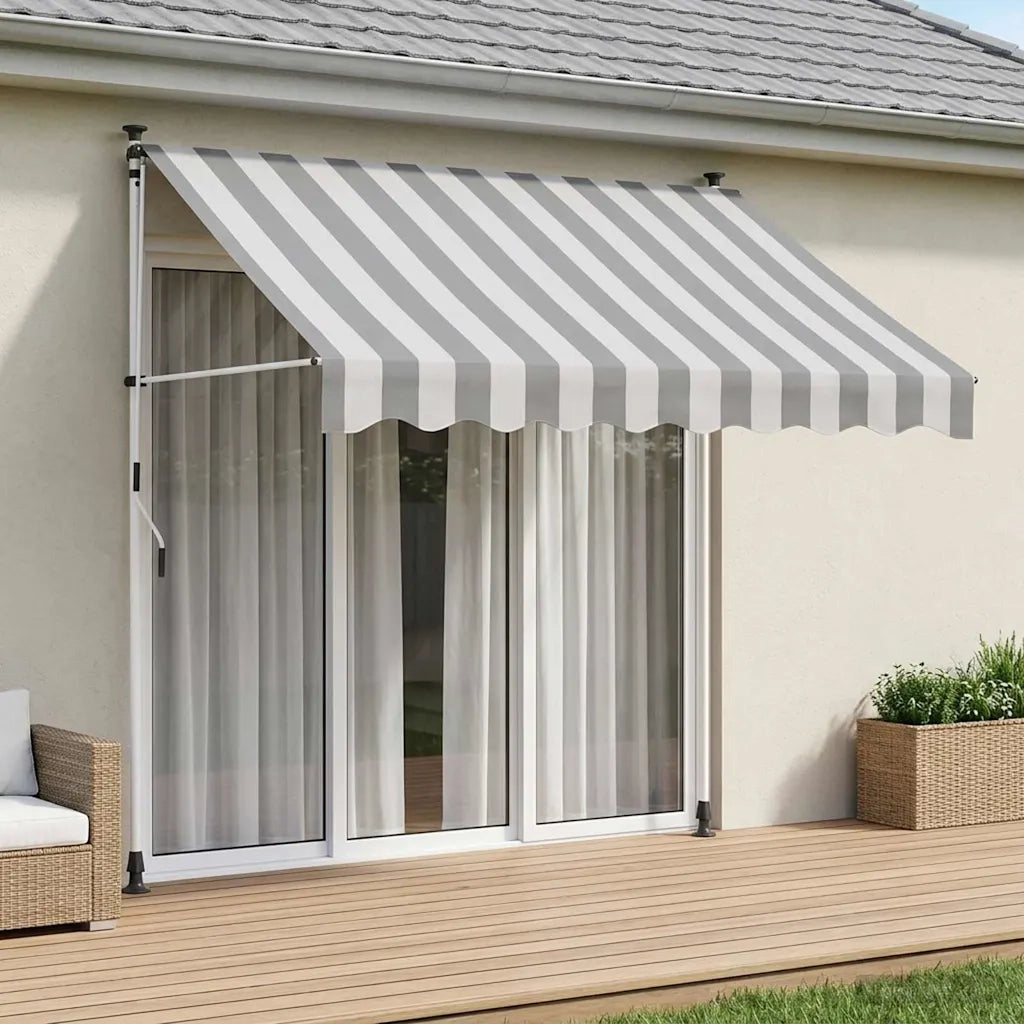 Tenda retrattile manuale Antracite e Bianco 150 cm 42037024