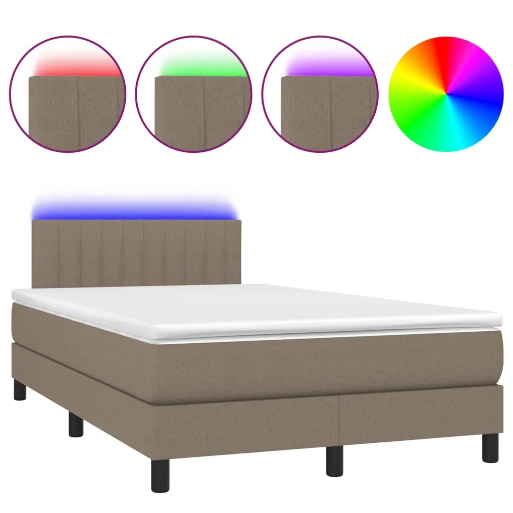 Letto a Molle con Materasso e LED Tortora 120x200cm in Tessuto cod mxl 57713