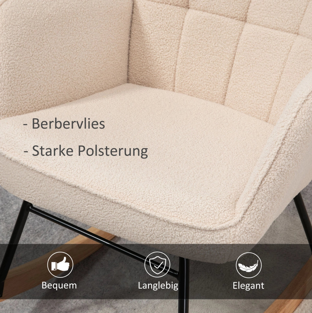 Poltrona a dondolo beige in poliestere, 71×98×101 cm