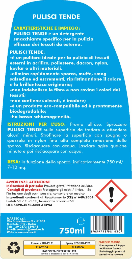 Detergente per la pulizia di tende PULISCI TENDE   750MLx6Pz