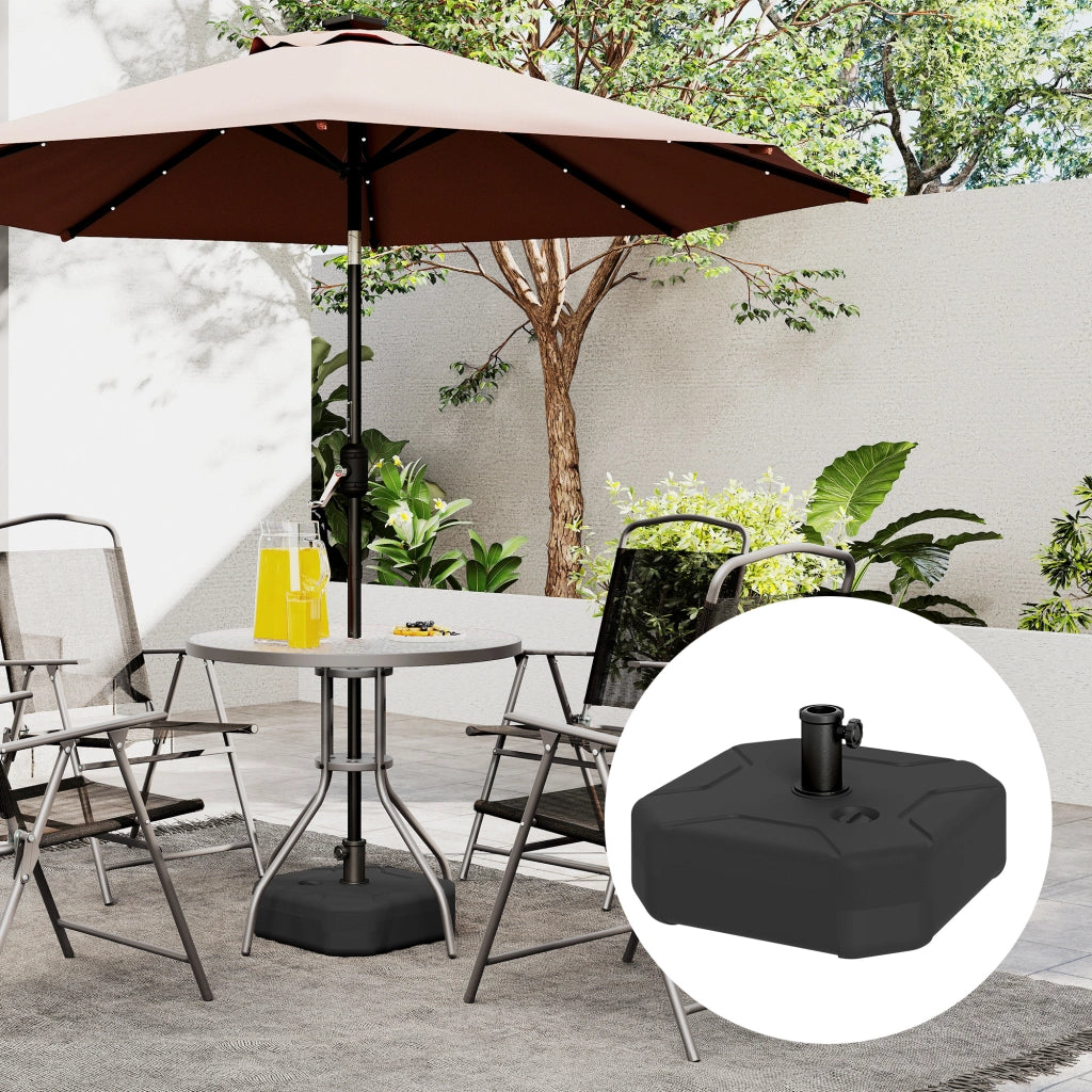 Base per Ombrellone Quadrata Riempibile con Sabbia o Acqua fino a 25kg, Nero