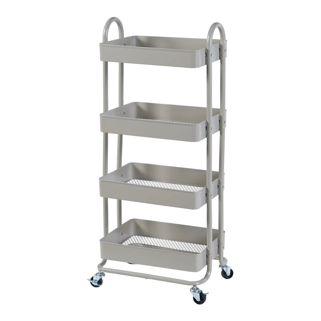 Carrello di servizio mobile contenitore per cucina/soggiorno con 4 cestelli 104 x 46 x 35 cm acciaio grigio 03_0009235