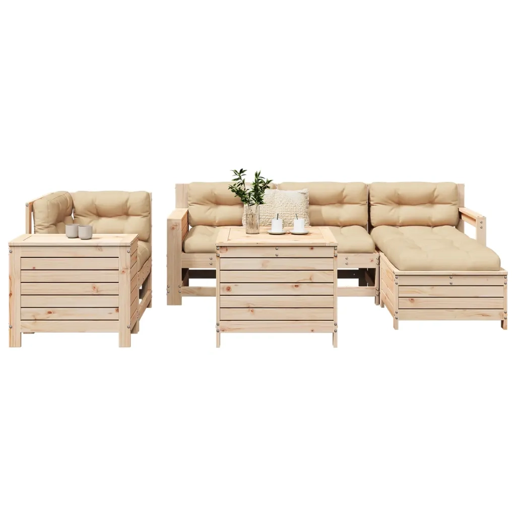 Set Divani da Giardino 7 pz in Legno Massello di Pino 3250512