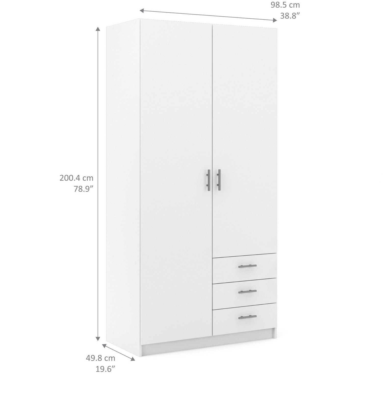 kit armadio sprint 2 ante +3 cassetti bianco cod:ferx.75721