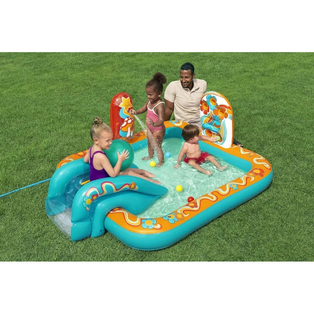 Trade Shop - Play Center Piscina Gonfiabile Retro Groove Per Bambini 193x152x74cm Giardino 53164 -