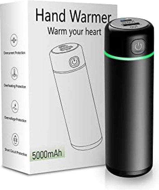 Porta calore ricaricabile, 5000mAh portatile con 3 livelli di calore 360 ° di riscaldamento a lungo termine porta calore ricaricabile USB per dono d'inverno - nero
