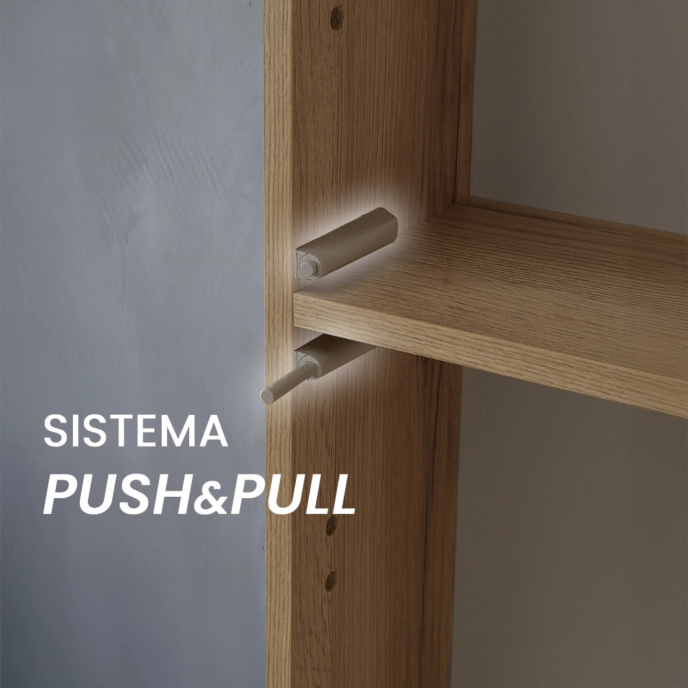 Colonna bagno sospesa H160 cm in legno color quercia naturale con ripiani Leda