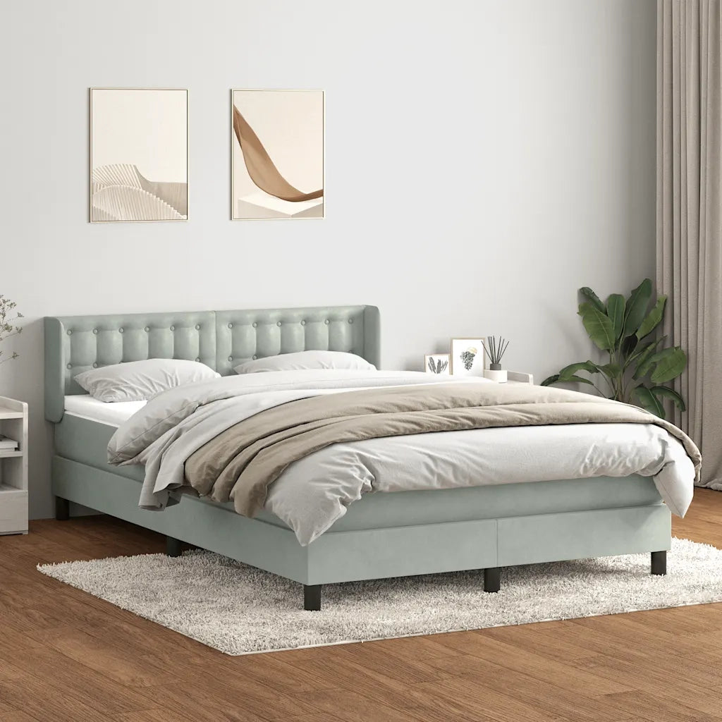 Giroletto a Molle con Materasso Grigio Chiaro 160x210cm Velluto 3318453