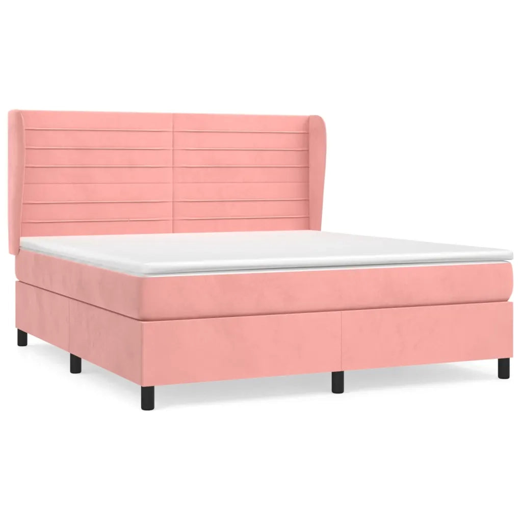 Giroletto a Molle con Materasso Rosa 180x200 cm in Velluto 3129290