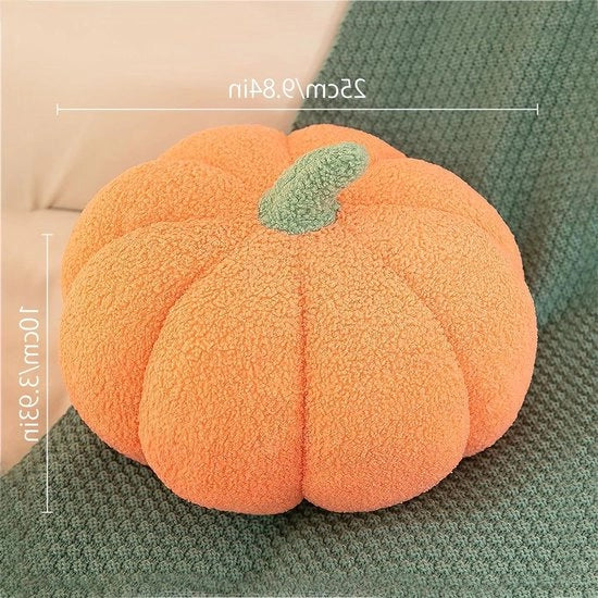 Pompoen 3D pluche cuscino decorativo per Halloween e Thanksgiving - cuscino di decorazione con finitura metallica.