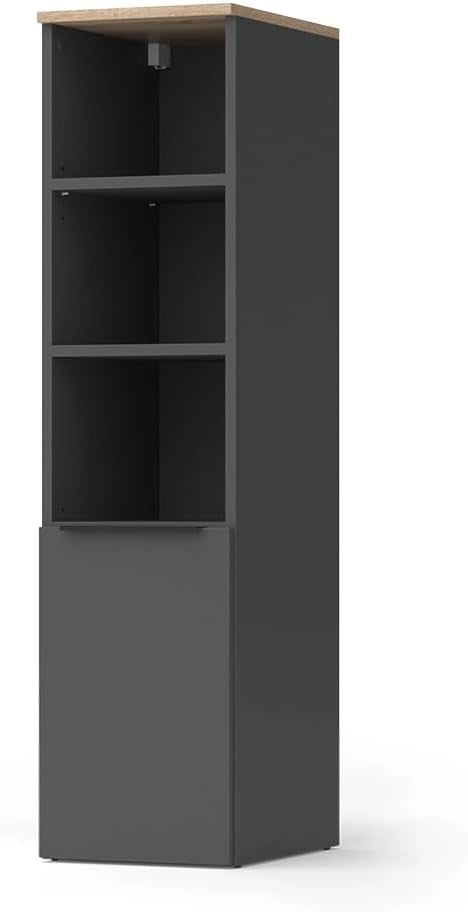 Armadio universale Wido, Antracite/Sonoma, 30.2 x 120 cm con una porta, adatto per la conservazione di utensili domestici
