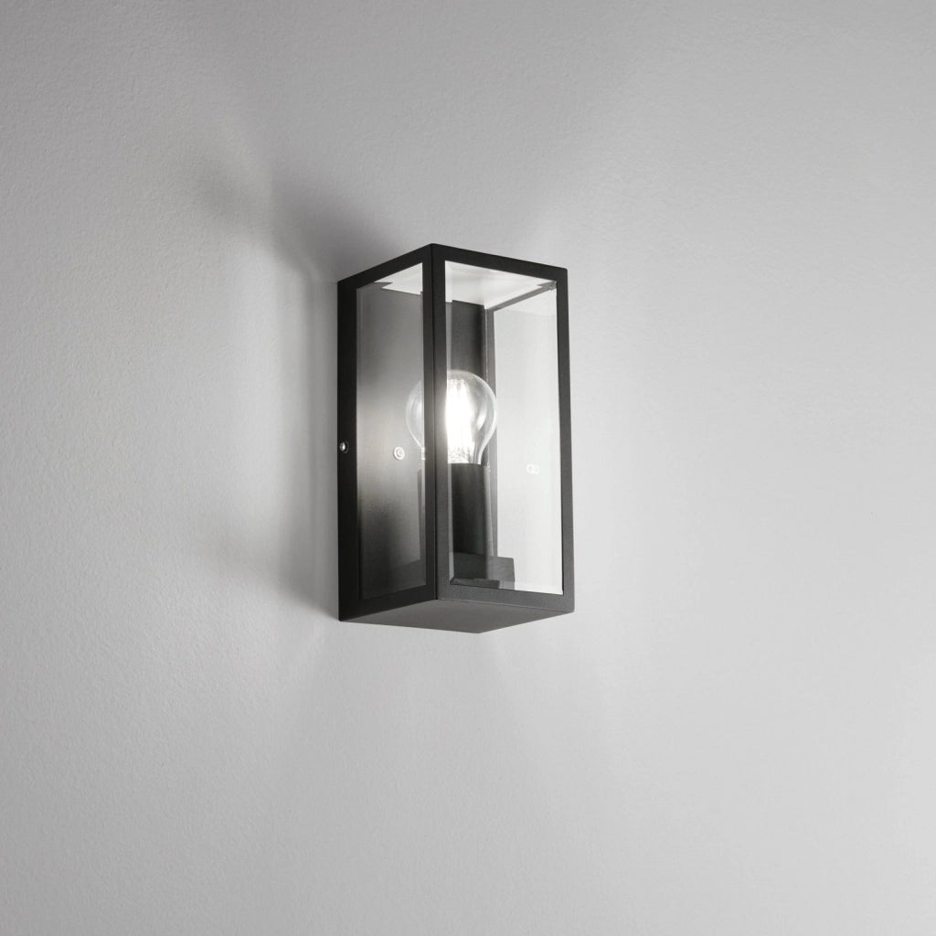 APPLIQUE MONDRIAN NERA 1 LUCE ATTACCO E27 IP44 11X13X23,6CM IN METALLO E VETRO