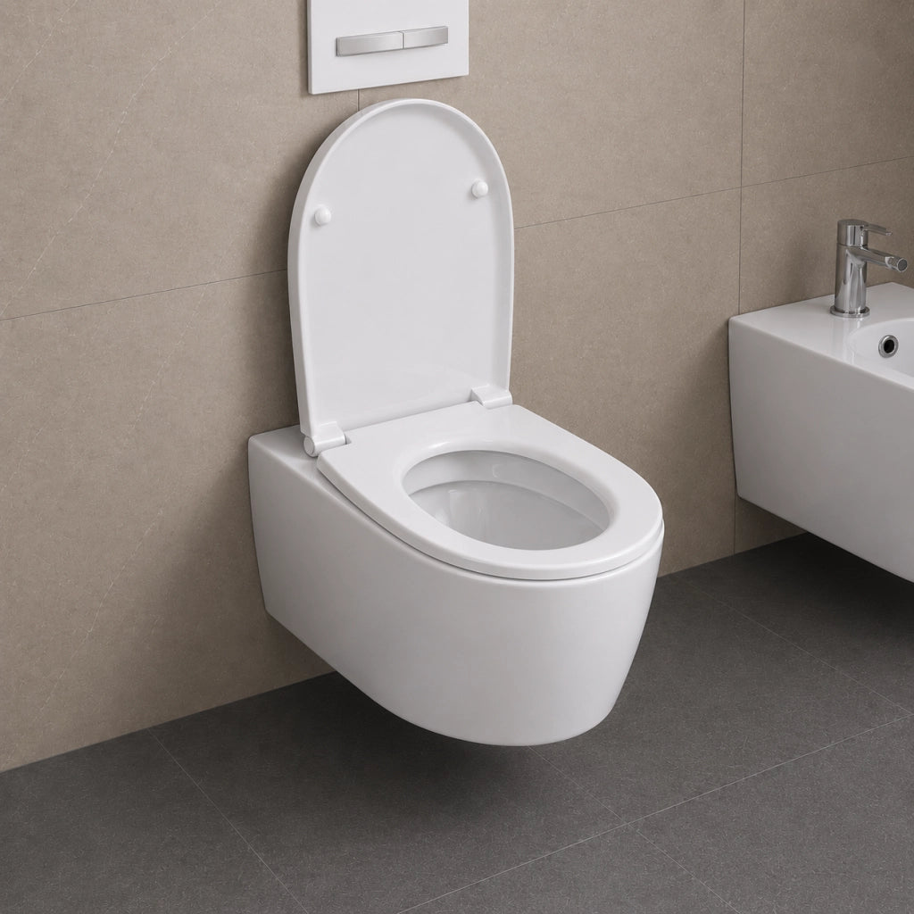 Vaso wc sospeso giunone ceramica bianco lucido scarico a parete *** accessori senza fissaggi, confezione 1