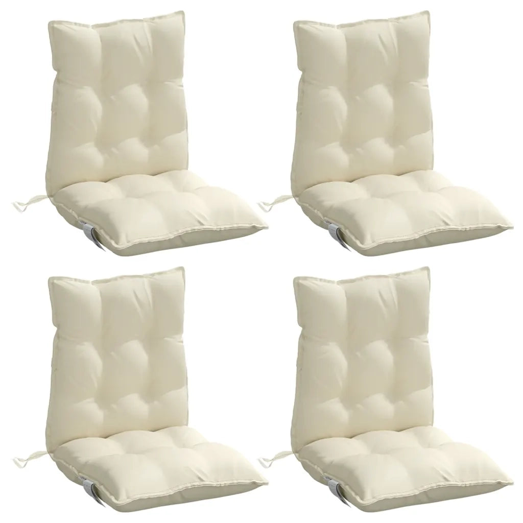 Cuscini per Sedia Schienale Basso 4 pz | Cuscini per sedie Crema in Tessuto Oxford