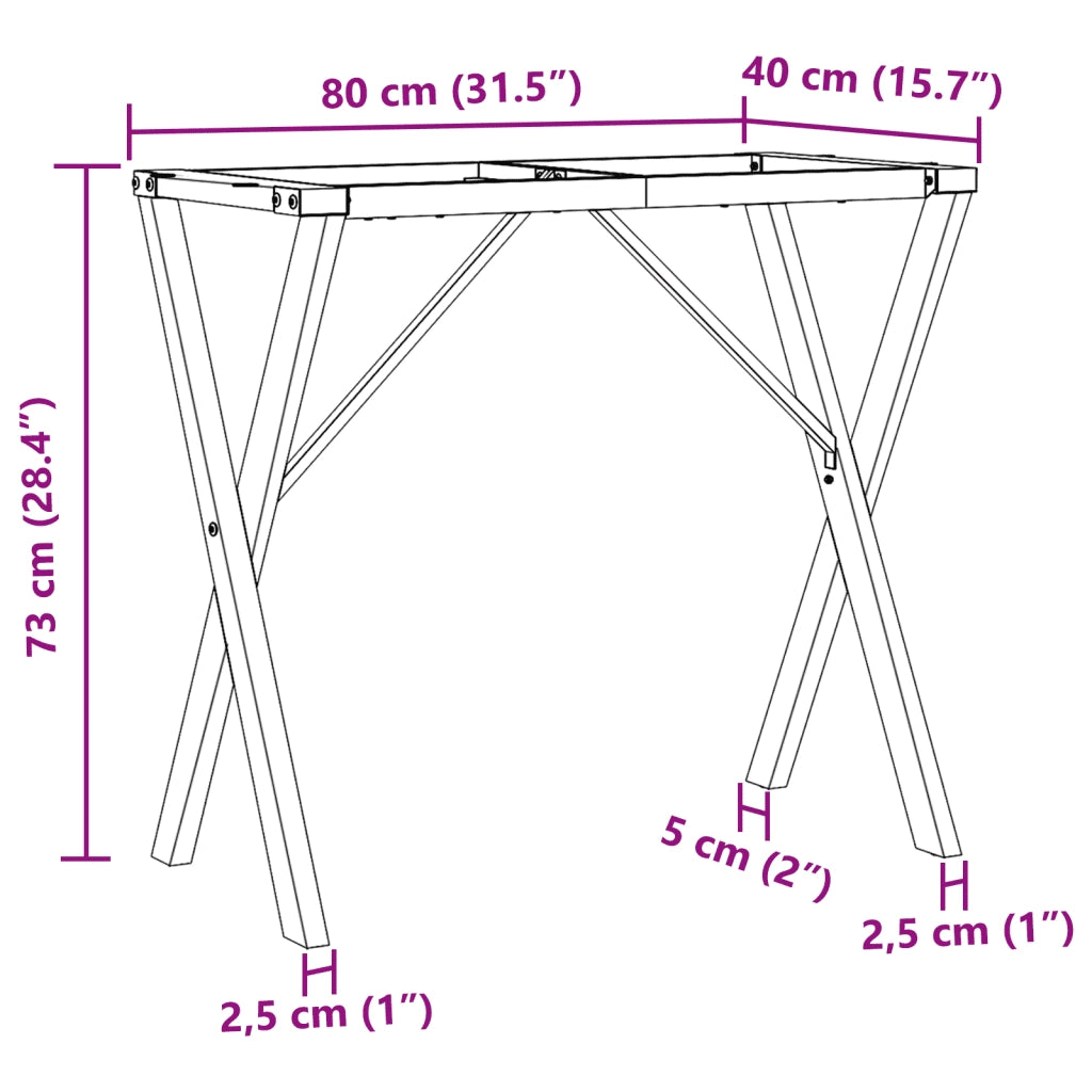 Telaio Gambe a X per Tavolo da Pranzo 80x40x73 cm in Acciaio 357909