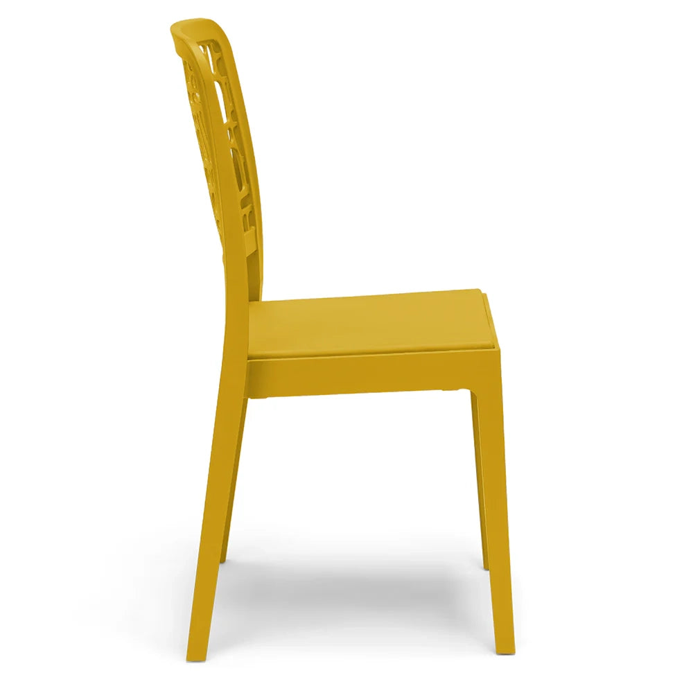 Sedia in polipropilene MEDEA, impilabile, resistente ai raggi UV, design moderno, ideale per sala da pranzo, cucina, sala d’attesa, bar, ristoranti o giardino, colore Senape