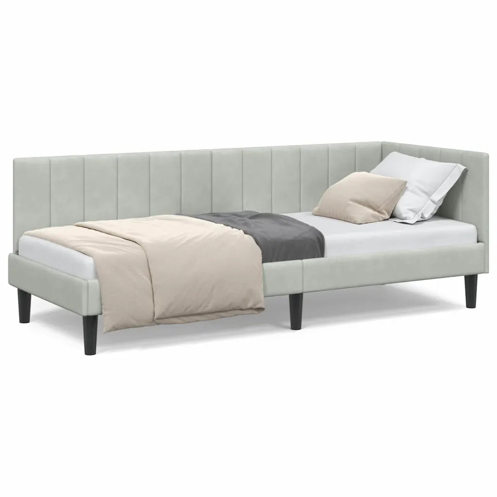 vidaXL Cornice del letto ad angolo Grigio chiaro 80 x 200 cm Velluto