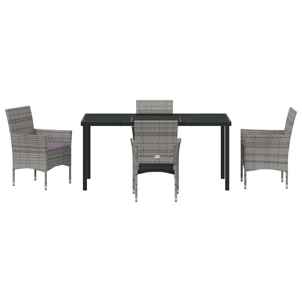 Set da Pranzo per Giardino con cuscino 5 pcs Grigio polyrattan 3379733