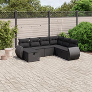 Set Divani da Giardino con Cuscini 7pz Nero Polyrattan 3264141