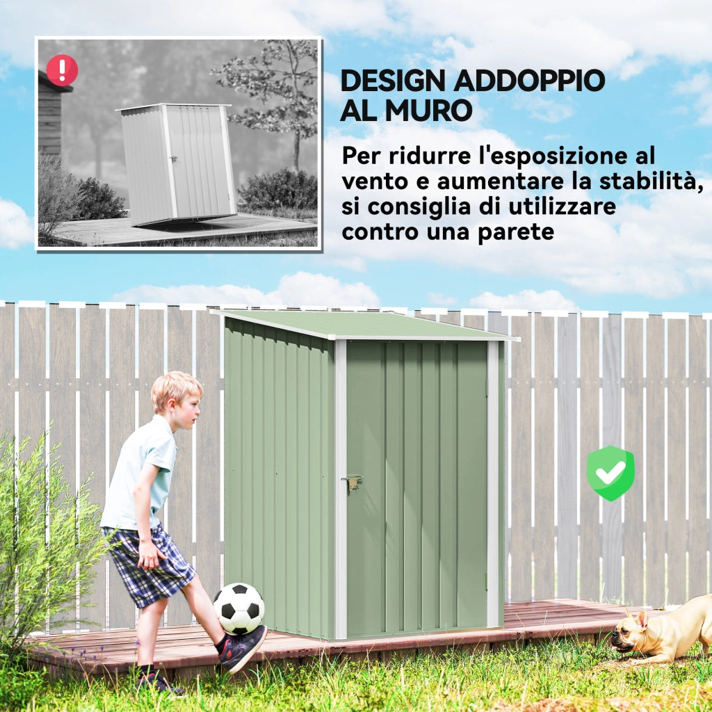 Casetta da Giardino Porta Attrezzi ¨C zephmum ¨C Verde, Acciaio Galvanizzato, 100x104x160 cm