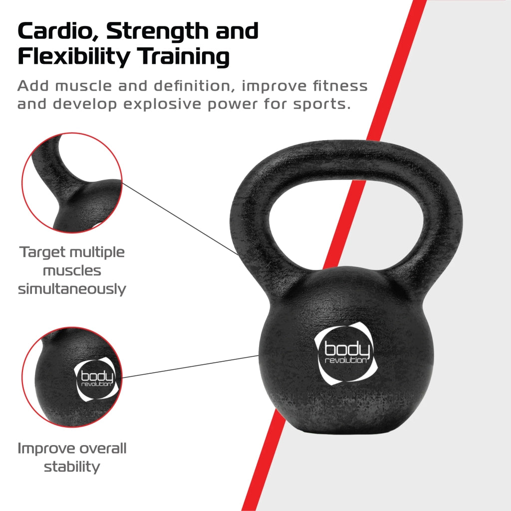 Kettlebell 2 kg ghisa con maniglia ampia e base stabile