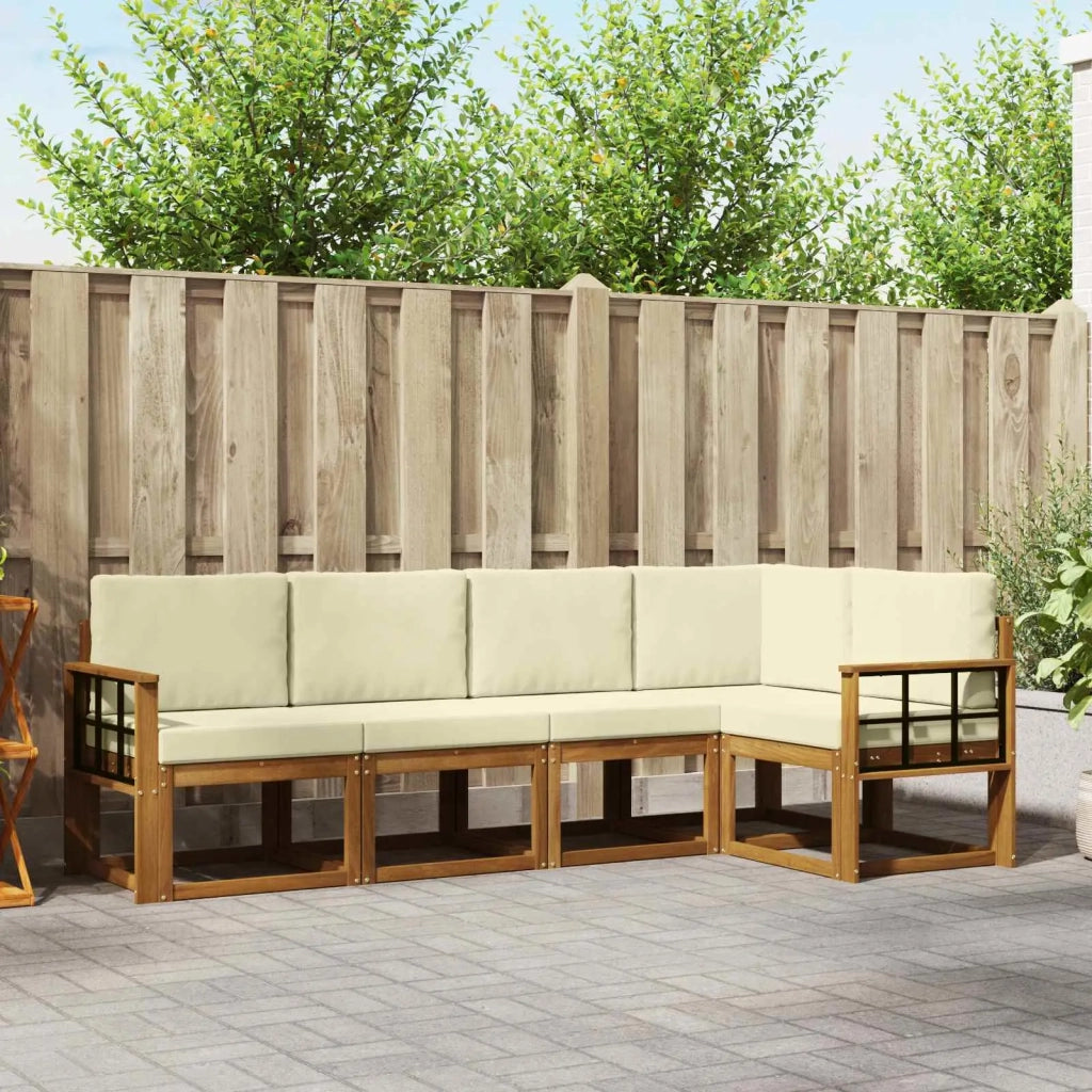 Set di divani da esterno con cuscino 5 pcs Naturale e Crema