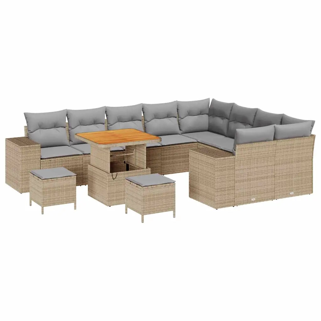 Set Divano da Giardino con cuscino 12 pcs Beige e Grigio Chiaro