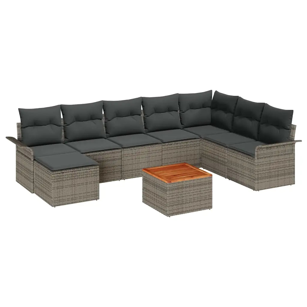 Set Divano da Giardino con cuscino 9 pcs Grigio polyrattan 3347363